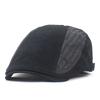 New Double-Embroidered Leather Patchwork Hat Cotton Men's Bent-Brim Beret Duckbill Cap