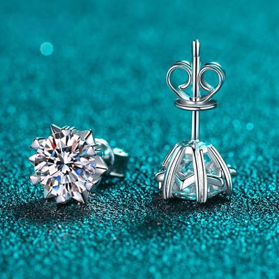 Colore D 0.3-2CT Orecchini a perno in Moissanite 100% Vera per Donna Matrimonio Scintillanti Orecchini a Lobo Gioielli in Argento Sterling S925 Oro Bianco