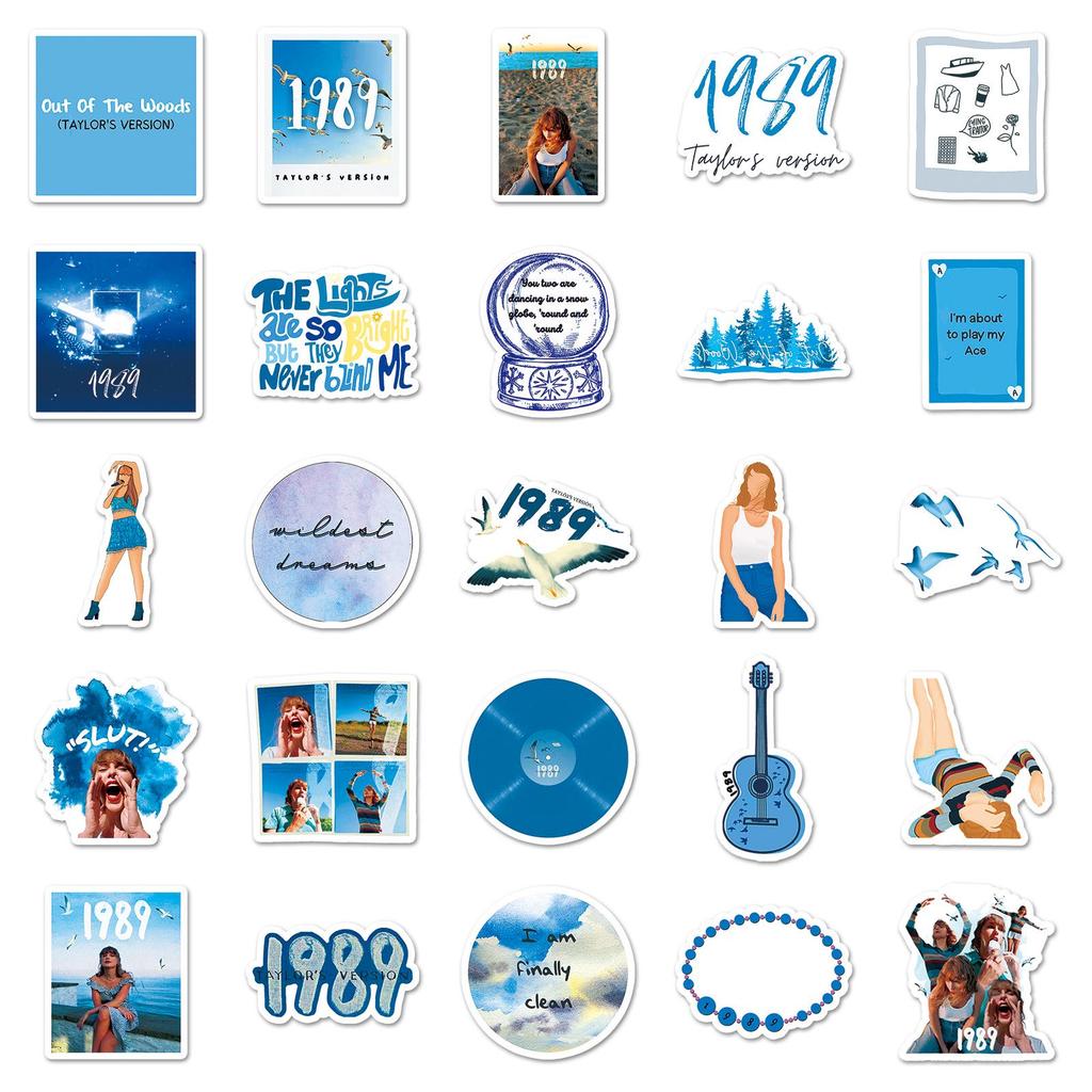 50 vodotěsných dekorativních epoxidových samolepek s tématem alba 1989 od Taylor Swift