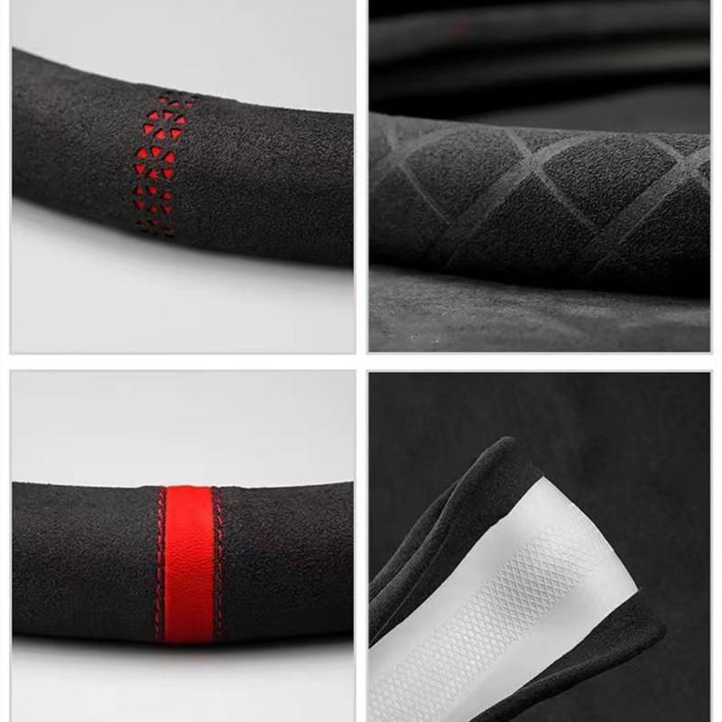 Bilrat Covers Ko Læder Ruskind Rat Cover Wrap Universel 37-38cm Åndbare Rat Covers Biltilbehør