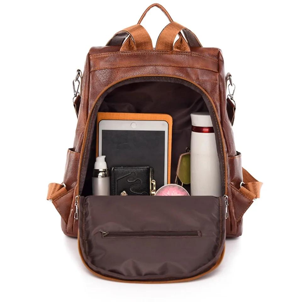 Vintage einfarbige PU Mode Damen Designer Pendler Retro Mädchen Schule multifunktionale Umhängetasche