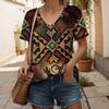 Fashionable New Casual Women's Clothing Color Pattern 3D Printed V-neck T-shirt Daily Loose Women's Short Sleeved T-shirt