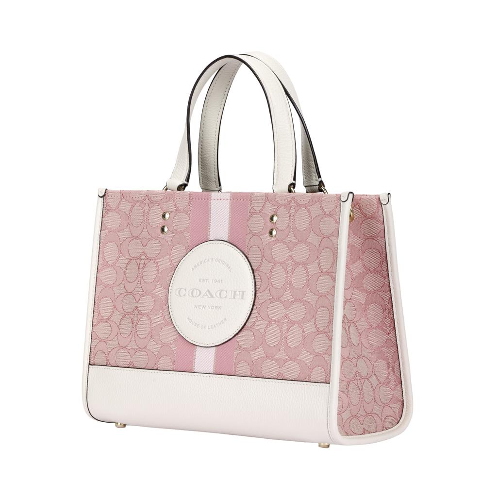 Coach Dempsey 30 Signature Pebble Grain Fabric And Leather Tote Bag Women Tote Bags Cherry-Blossom-Pink C7685-IMSXX
