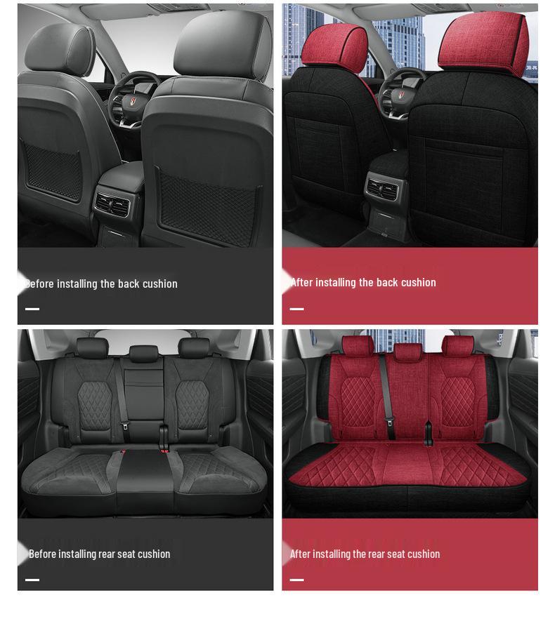 Hongqi HS5 Universal Car Seat Cover - Four Seasons Linen Fabric Full Coverage Cushion