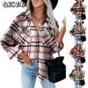 Damen Vintage Casual Herbst Winter Langarm POLO-Ausschnitt Jacken & Mäntel