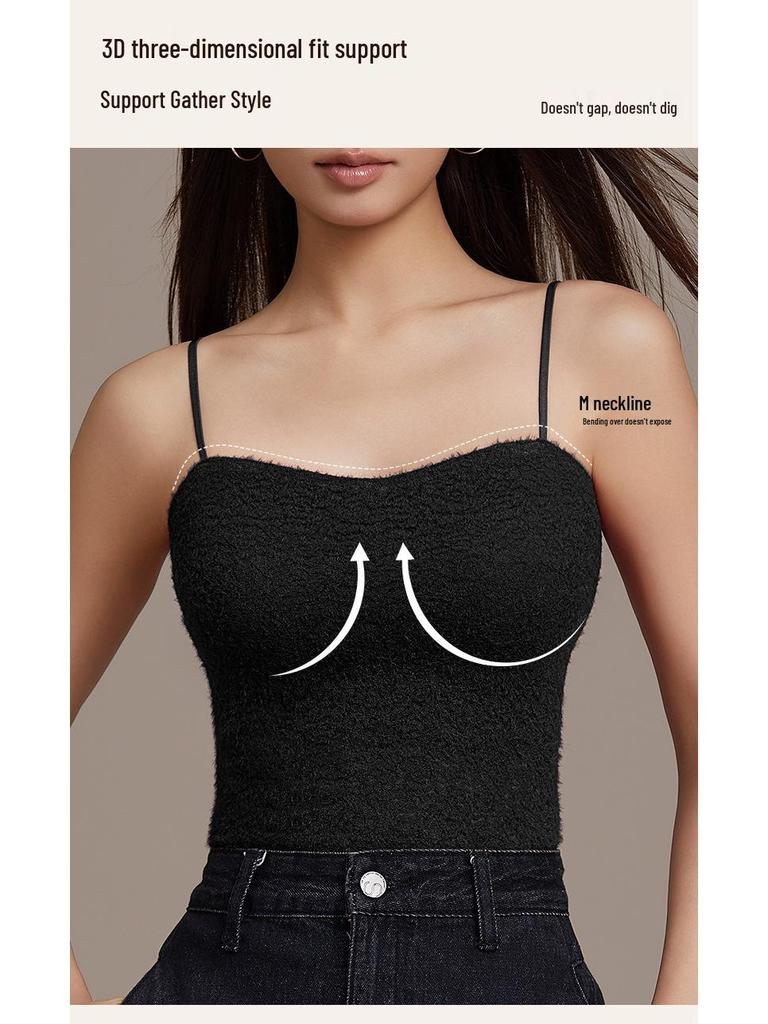 Autumn/Winter Rose Floral Lace Spaghetti Strap Seamless Bandeau Vest