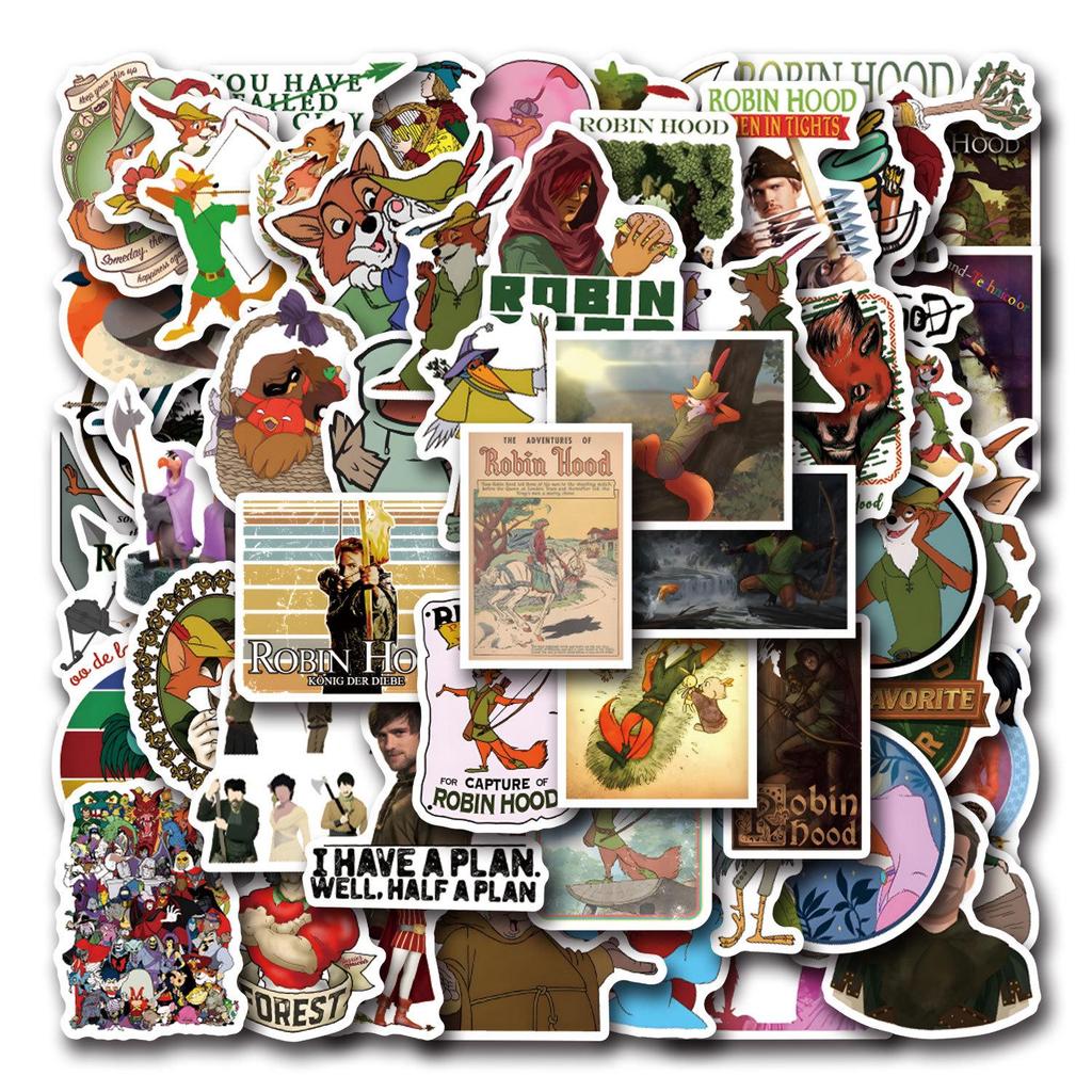 55 Wodoodpornych Naklejek z Kreskówką Robin Hooda do Zeszytów, Artykułów Papierniczych, Butelek na Wodę, Laptopów