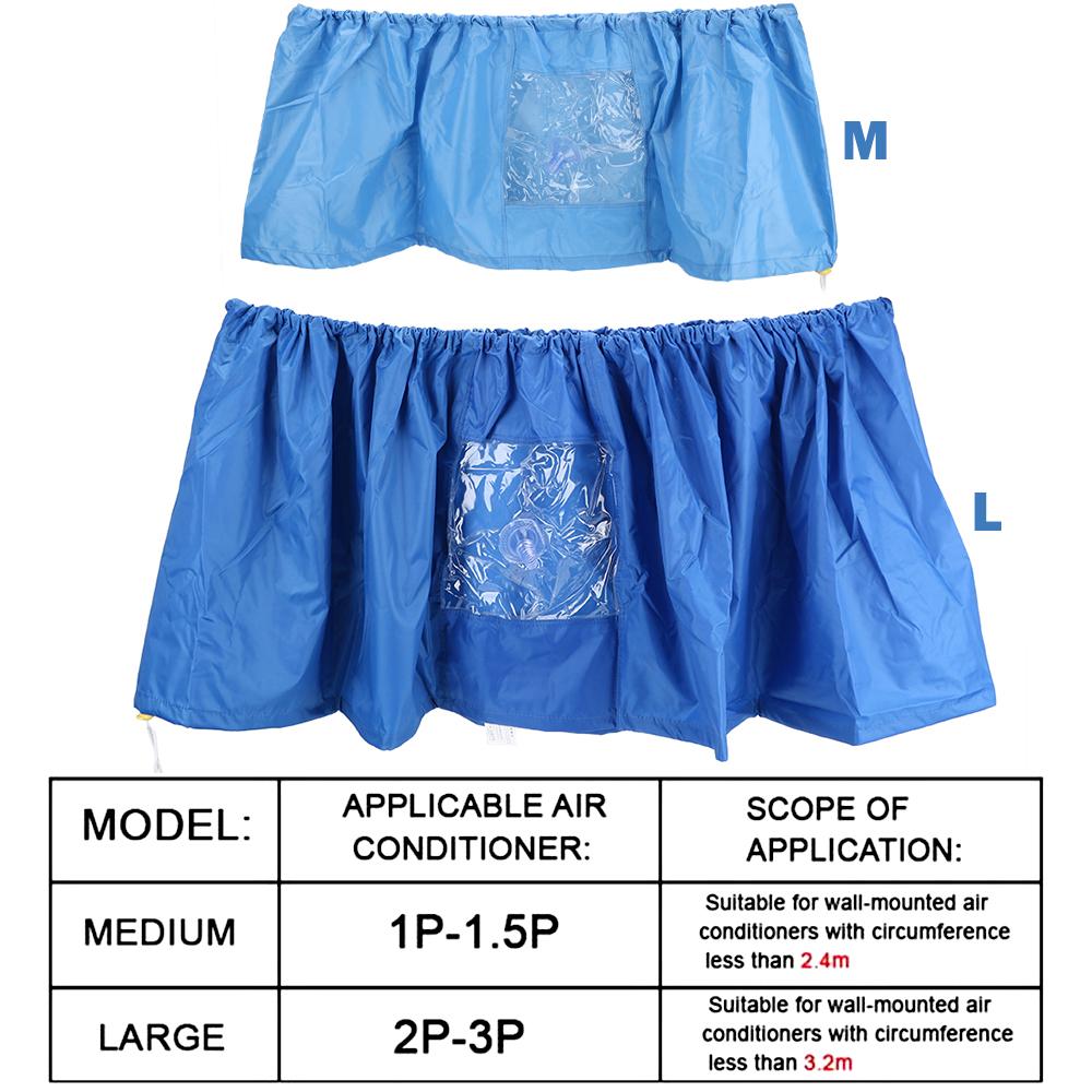 For 1-3P Air Conditioning Covers With Outlet Pipe Tightening Belt Washable Air Conditioner Cleaning Wall Mounted Clean Tool Protective Dust Cover