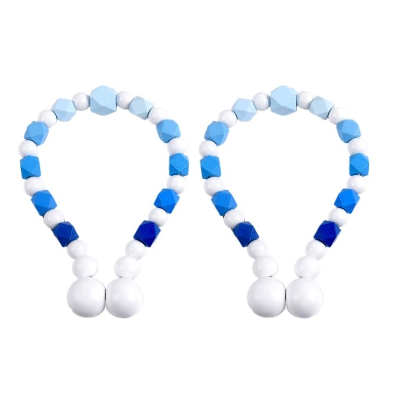 2Pcs No Tool Installation Curtain Holders Gradient Wooden Beads Magnetic Window Drapery Tiebacks Holdbacks Home Upgrades