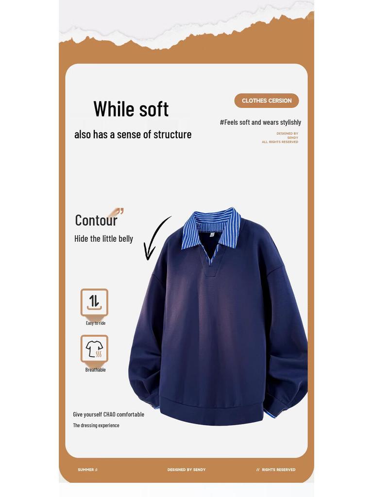 NASA MARVEL Men's V-Neck Faux Two-Piece Sweatshirt