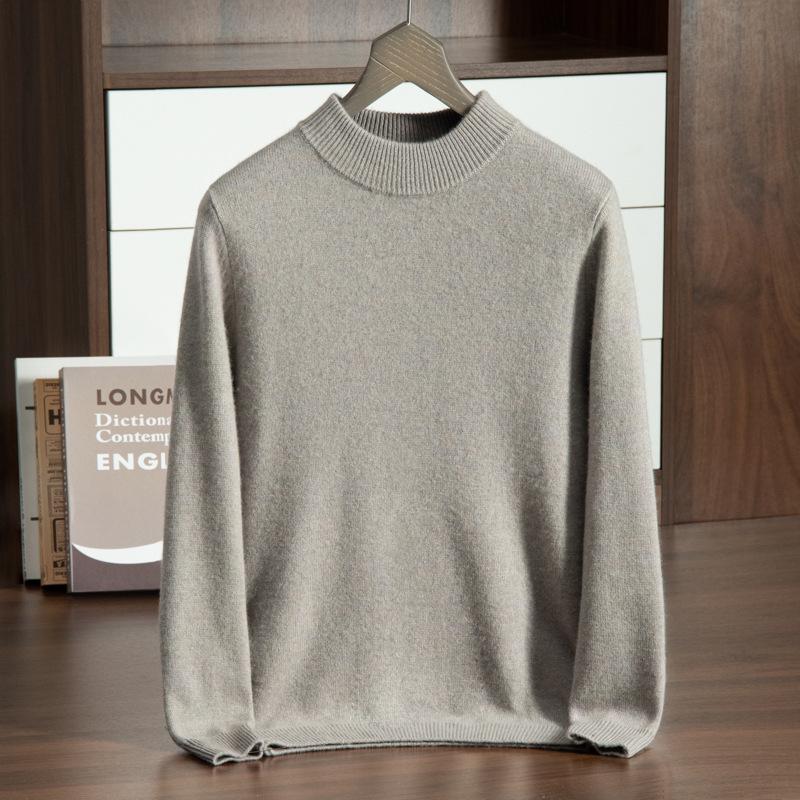 Men's Thickened Cashmere Half-High Neck Sweater - Loose Fit, Warm Knit Pullover
