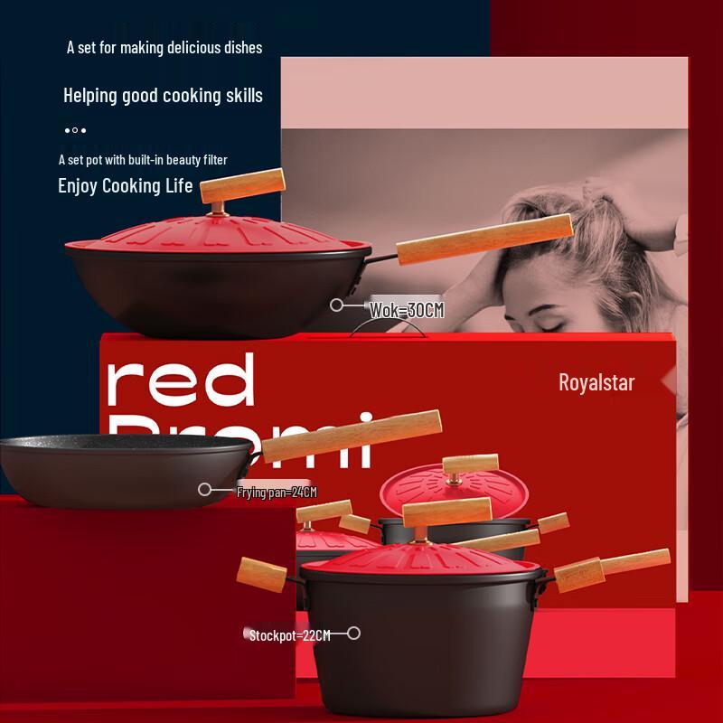 Royalstar Colorful Goddess 3-Piece Cookware Set