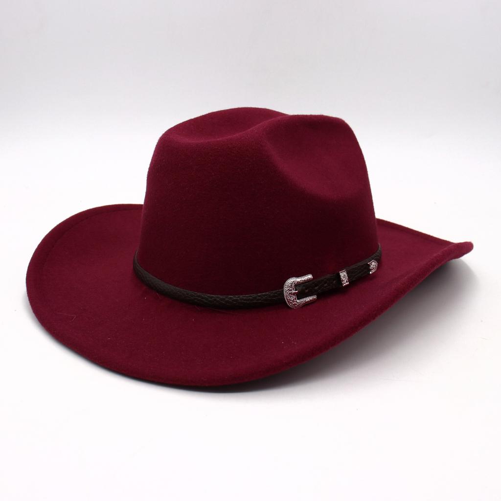 Top Hat Western Cowboy Hat Jazz Hat Retro Felt Hat Belt Wool Hat Men'S And Women'S
