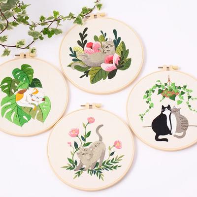 DIY Embroidery Kit Starter Beginners Handcraft Needlework Cross Stitch Kit Embroidery Painting Embroidery Hoop Home Decor