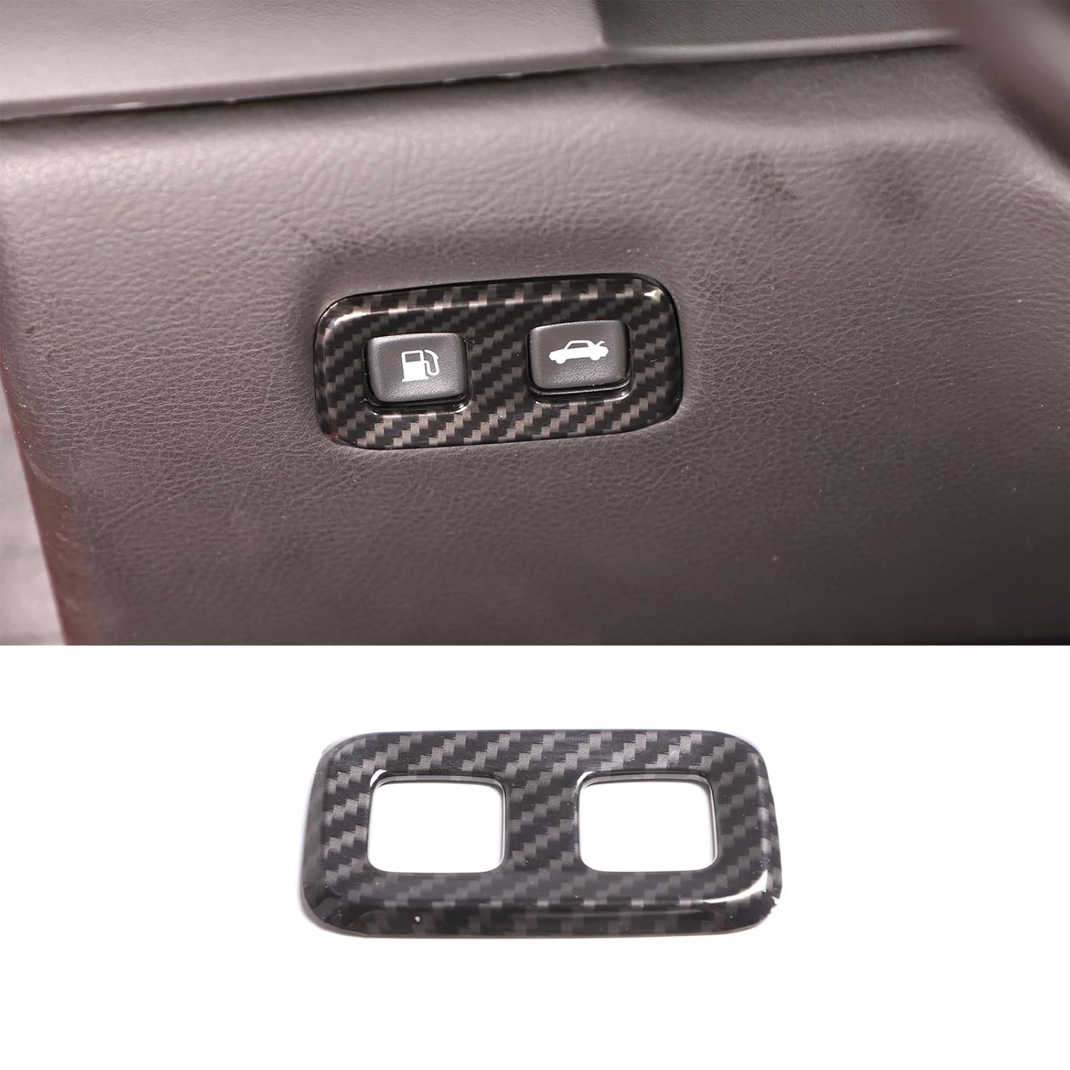 Trunk Switch Button Cover Trim Compatible with Chevy Corvette C6 2005-2013, Carbon Fiber Pattern, Push Button, Manual, Black carbon fiber pattern
