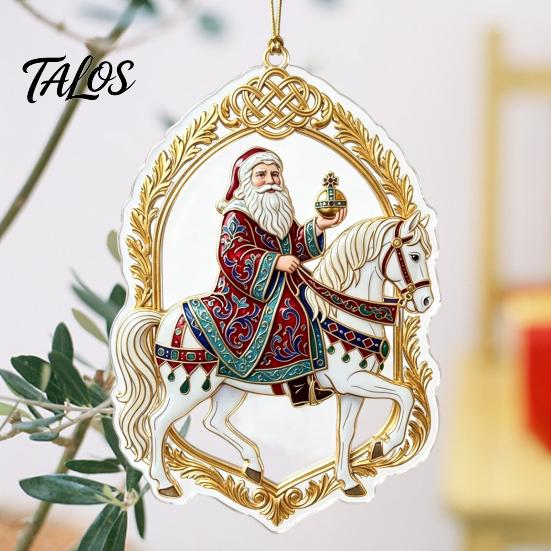 Holiday Hanging Decorations Santa Riding Horse Christmas Ornament, Acrylic Pendant with String, Festive Party Supplies Tree Decor for Living