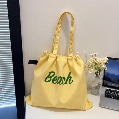 Neue Buchstabendruck Tasche Damen Große Kapazität Nylon Umhängetasche Lässig Tragbar Vielseitig Tragbar Kordelzug Tragetasche