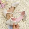 Summer Chinese Style Flat Shoes With Pu Upper And Artificial Pearl Decor For Women