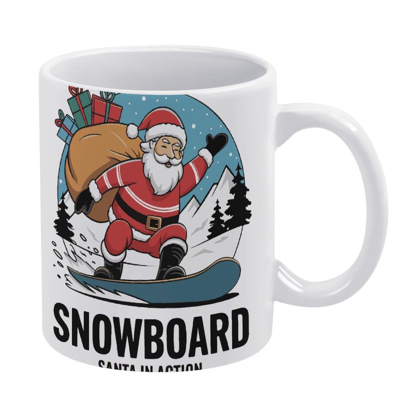 

11oz White Ceramic Mug with Double-Sided Printed Area and Comfortable Handle, Perfect for Coffee, Tea, Cocoa and Daily Kitchen Use белый