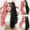 Peruka do cosplay Syntetyczne długie kolorowe kręcone dziewczyny Lolita Peruka do cosplay z podwójnymi kucykami i 1 szt. Czapką z peruką