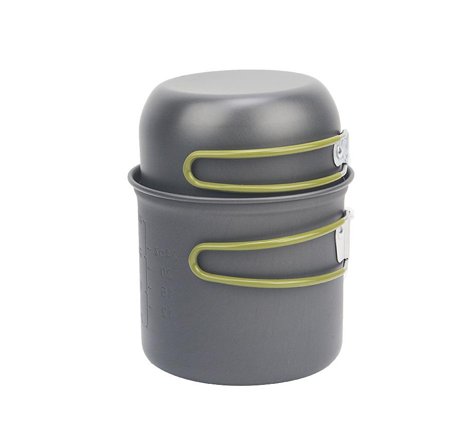 1-2 Person Camping Cookset, Portable Outdoor Cooking Pot with Nonstick Coating, Lightweight Nesting Pot Pan Kit for Hiking Backpacking Picnic