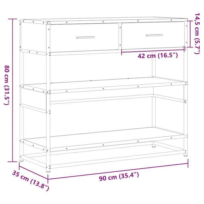 VidaXL Console Table Smoked Oak 90x35x80 Cm Engineered Wood, End Table, Hallway Table, Behind the Table 849181