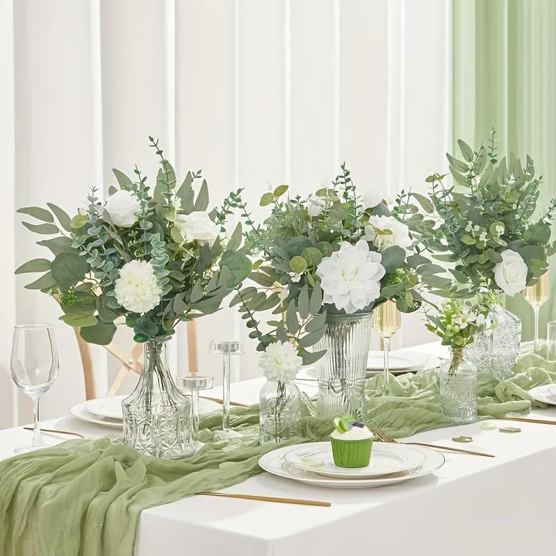 100pcs Artificial Eucalyptus Leaves Stems Eucalyptus Branches Artificial Plants for Home Wedding Decor