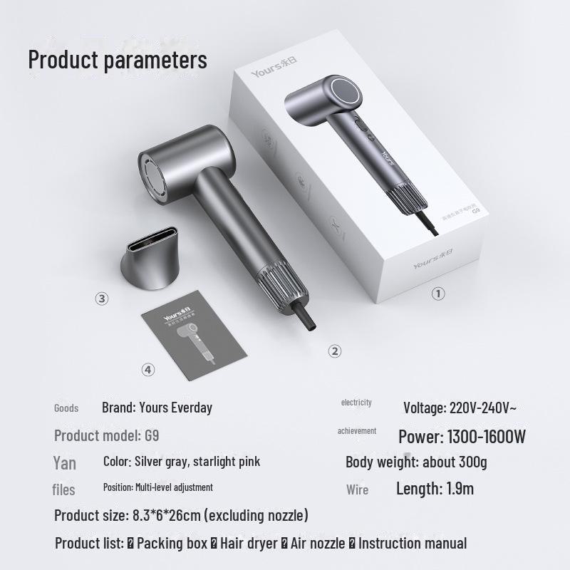 Yongri High-Speed Brushless Hair Dryer with 110,000 RPM & Negative Ion Technology, Low Noise & Quick-Drying 