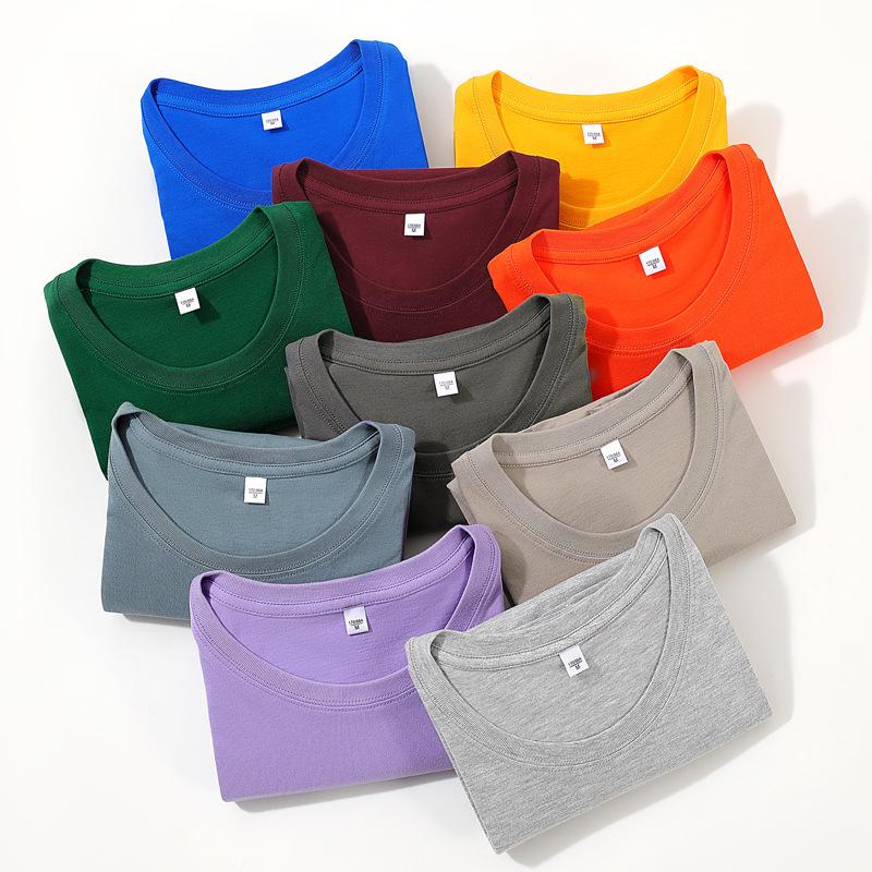 Unisex 180g Combed Cotton Round Neck T-shirt, Short Sleeve, Plain Color, Logo Print, Base Layer Shirt