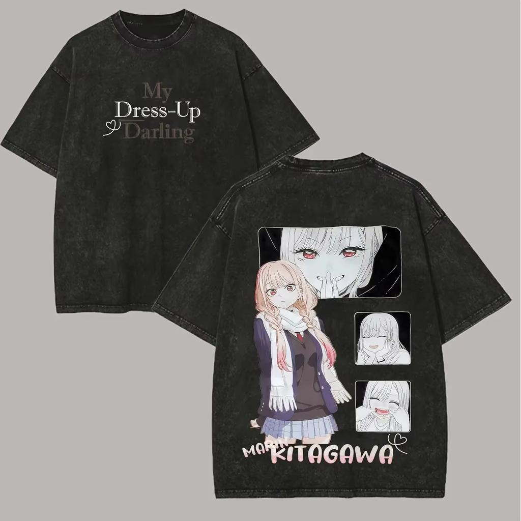 Summer Loose Washed Anime Short Sleeve T-shirt Top, Marin Kitagawa My Dress-Up Darling T-shirt