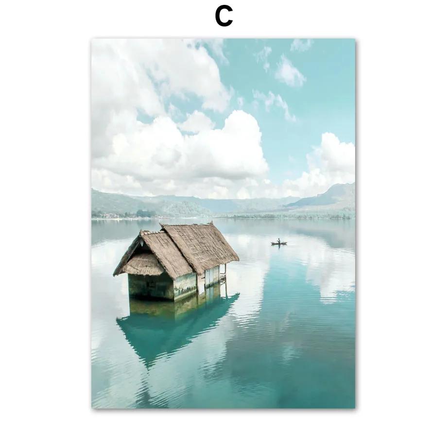 Calm Ocean Landscape Seagull Beach Shell Romantic Sakura Art Canvas Print Painting Posters Living Room Wall Picture Home Decor