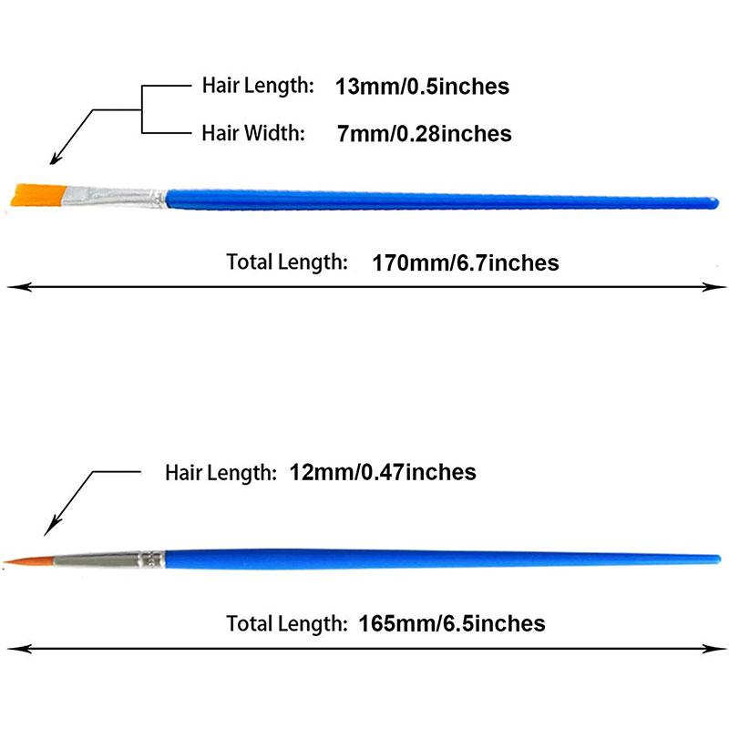 10pcs DIY Artist Paint Brushes for Kids Round Flat Miniature Nylon Hair Acrylic Watercolor Gouache Art Kits