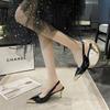 2025 new black large size high heels women's design sense niche spring new temperament pointed stiletto single shoes