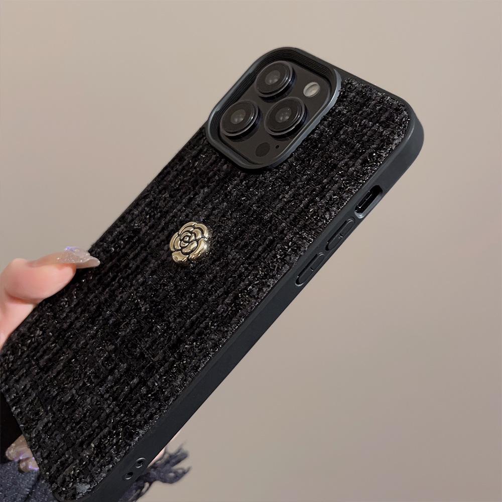 Woolen Camellia for Apple 16 Phone Case 17promax Autumn and Winter 15 for IPhone 13 Xiaoxiangfeng 11