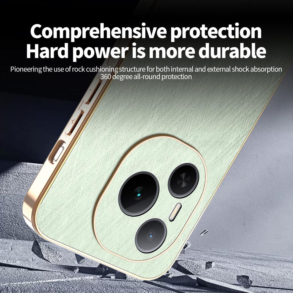 For Honor Power, Phone Case Luxury Brushed Leather Electroplated Bumper Soft TPU Cover