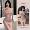 Sexy underwear female sexy shiny nightclub hot temptation halter suspender nightdress no-take pajamas