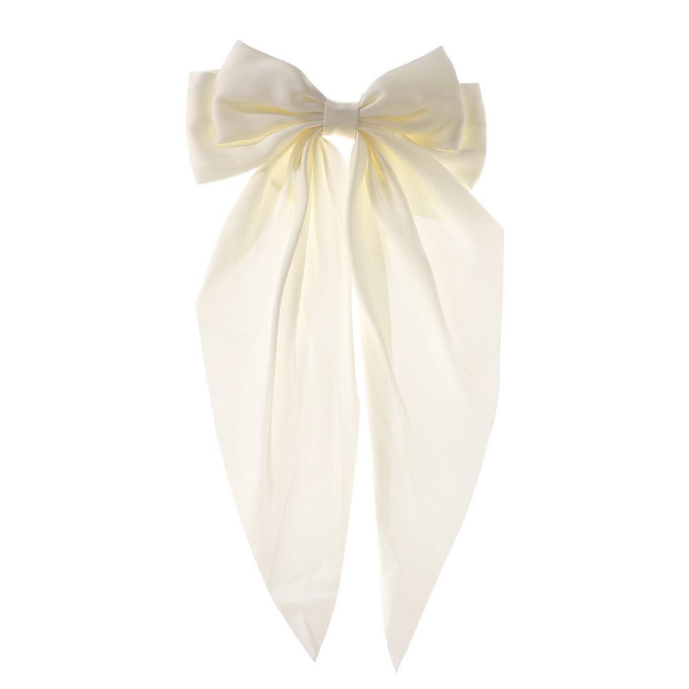 Elegantní saténová spona do vlasů s velkou mašlí pro vysoký drdol z poloviny nahoru