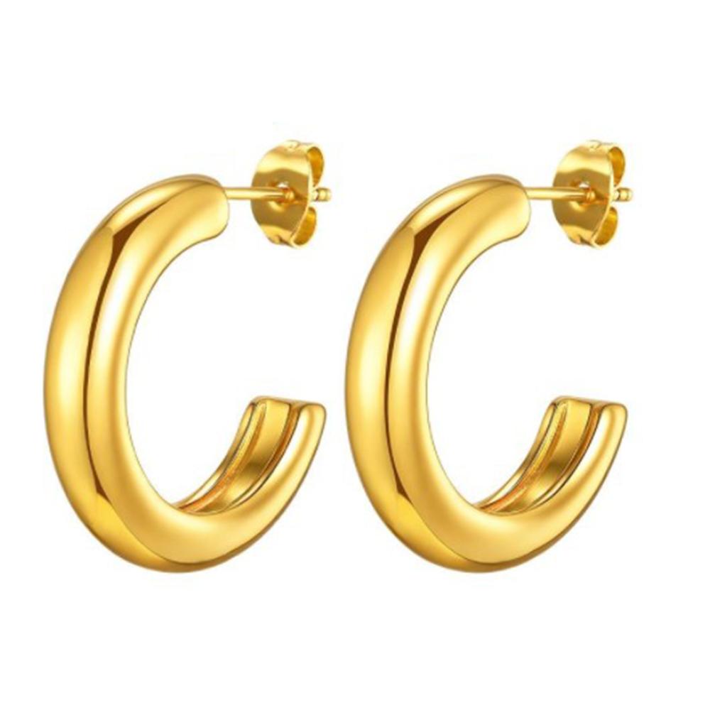 3pcs Stainless Steel Gloss C-shaped Earrings,Women's Gold Color High-quality Earrings,Trendy Geometric Jewelry Party Gift
