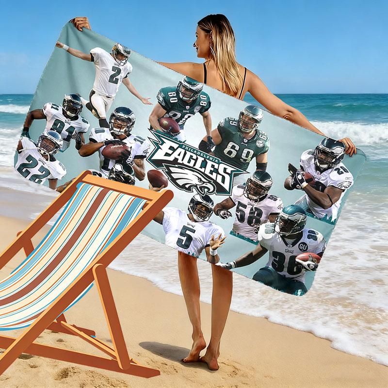PHI Eagles Spieler Druck Strandtuch, Großes Weiches Schnelltrocknendes Handtuch für Strand Camping Schwimmen