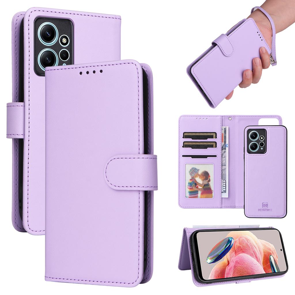 For Xiaomi Redmi Note 12 4G Magnetic Case BETOPNICE Detachable PU Leather Phone Cover with Strap