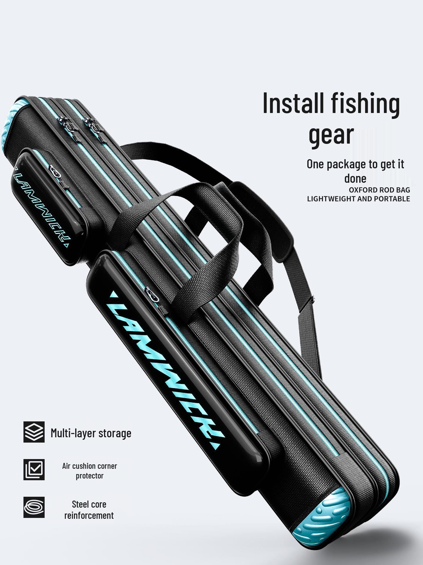 Large Capacity Multi-functional Fishing Rod Bag - Lightweight Oxford Tackle Storage 80cm Three-layer Large Bag [Upgraded 1680D Fabric]