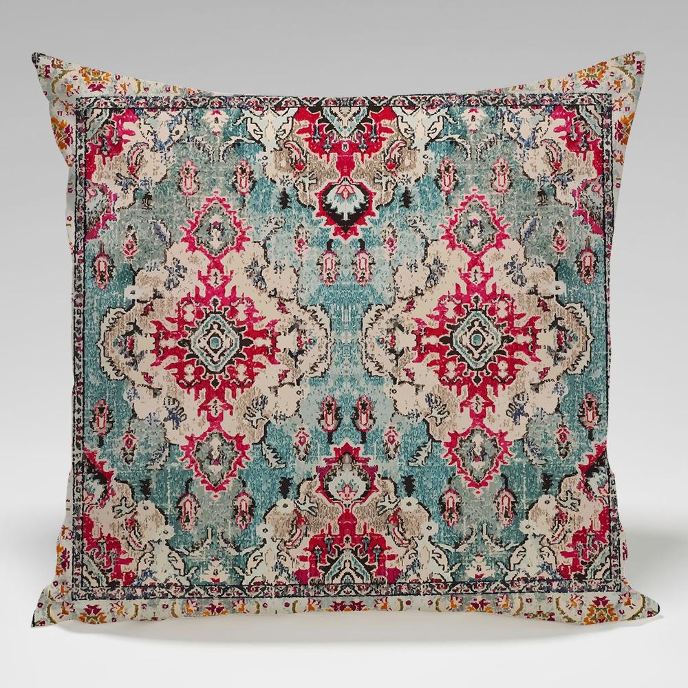 Retro Persian Geometric Patterns Throw Pillow Cover With Short Plush Print For Living Room Sofa Decoration Cushion Cover