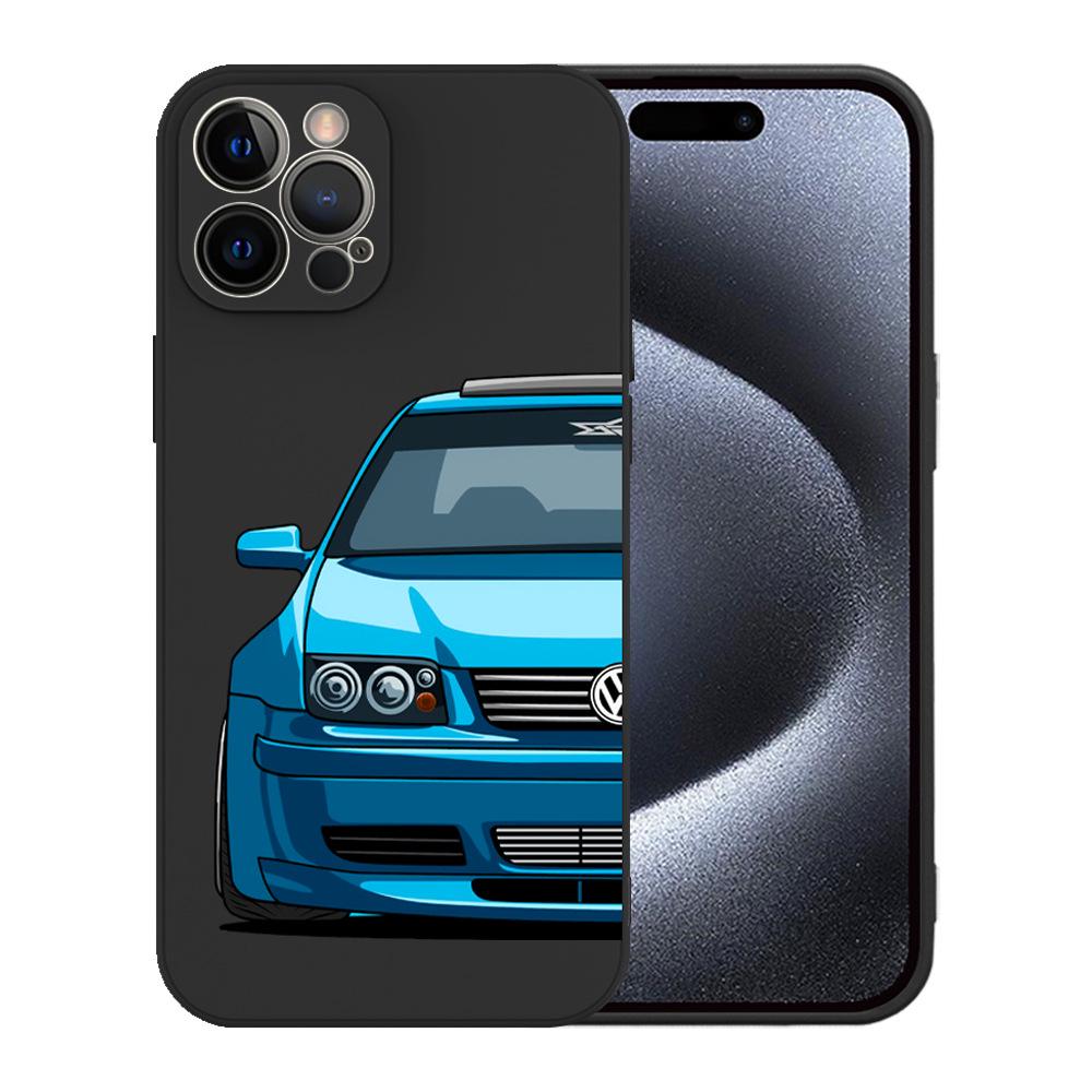 Customizable Embossed Sports Car TPU Case for Black Apple 15 Pro Max - Straight Edge Design