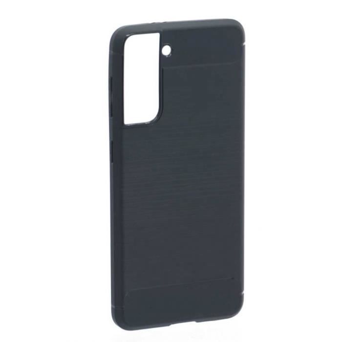 Coque souple - Samsung - Galaxy S21 - Noir - Effet carbone - Protection chocs