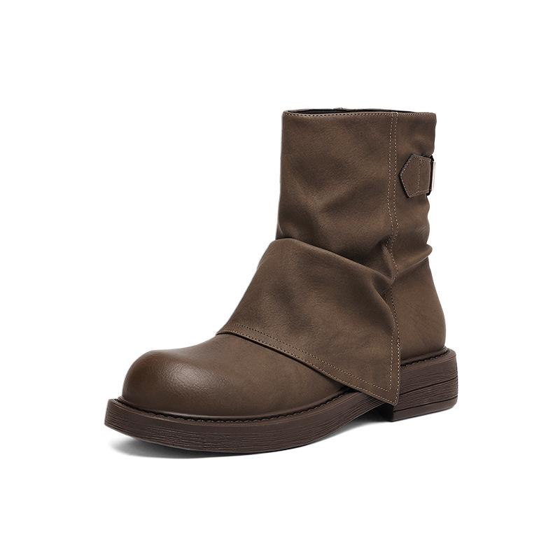 Western Knight Boots Pile Short Boots for Women 2026 New Brown Maillard Boots Thick Soled Women's Boots