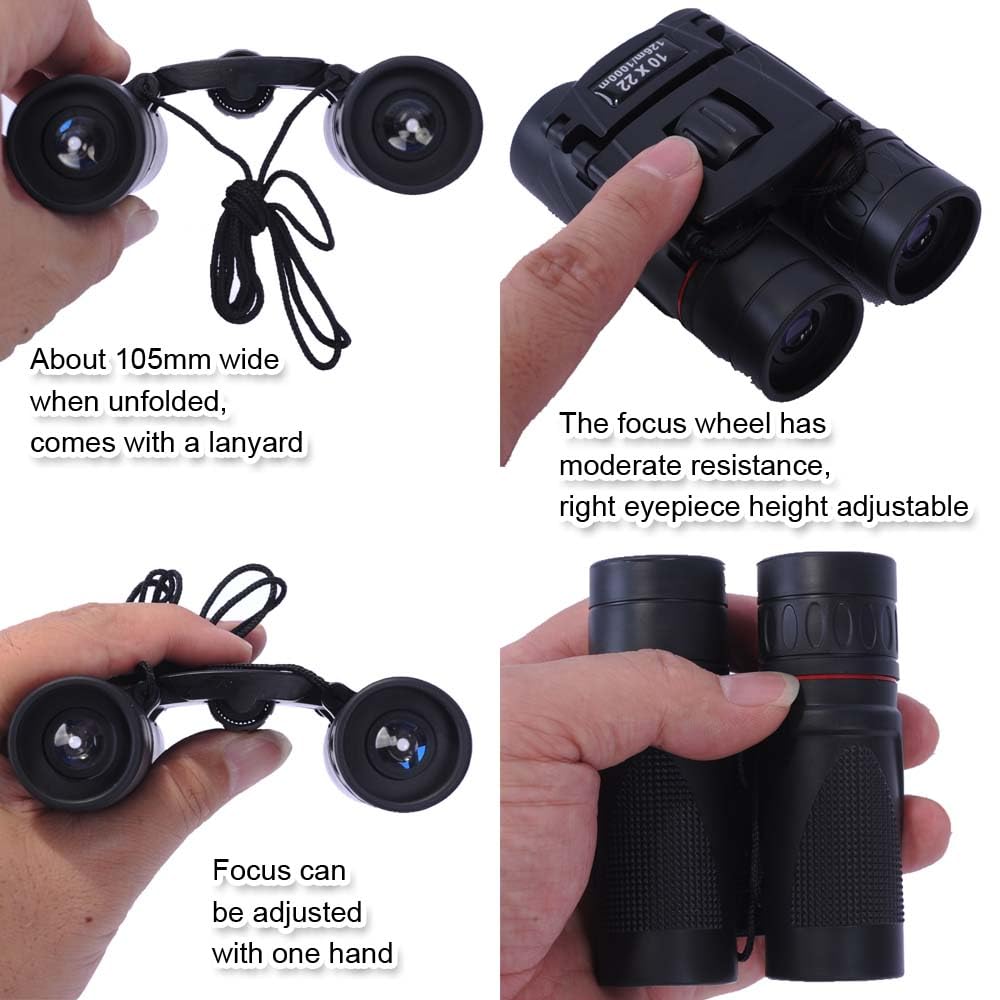 10x22 Compact Suitable for Adults and Large Eyepiece Wide Field of Easy Long Viewing Range of 10x Ideal for Bird Outdoor Travel and Pocket-Sized