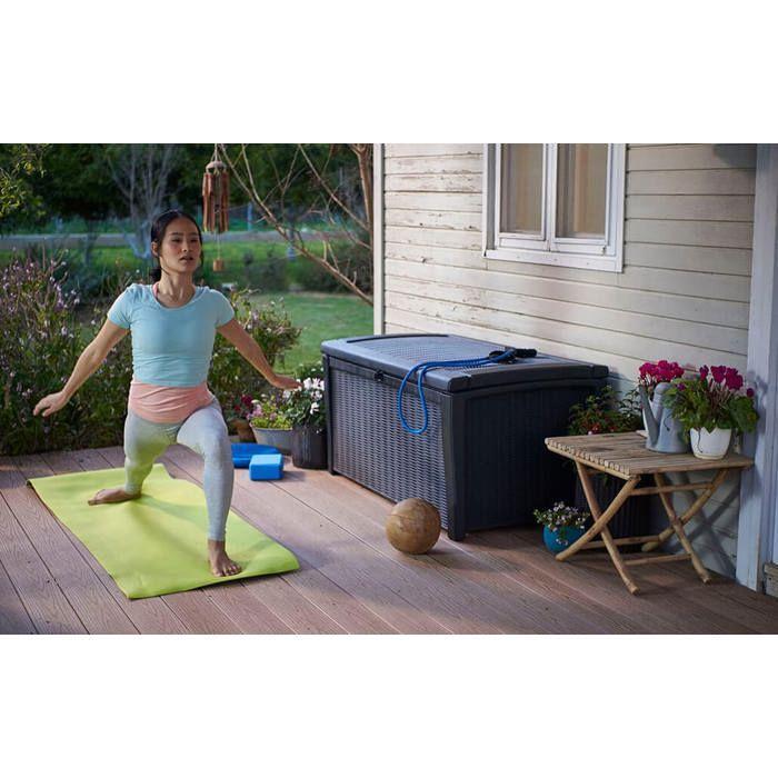 Keter Coffre de rangement Bornéo, coffre en résine résistant aux intempéries, Gris - 416L - 129.5 x 70 x 62.5 cm