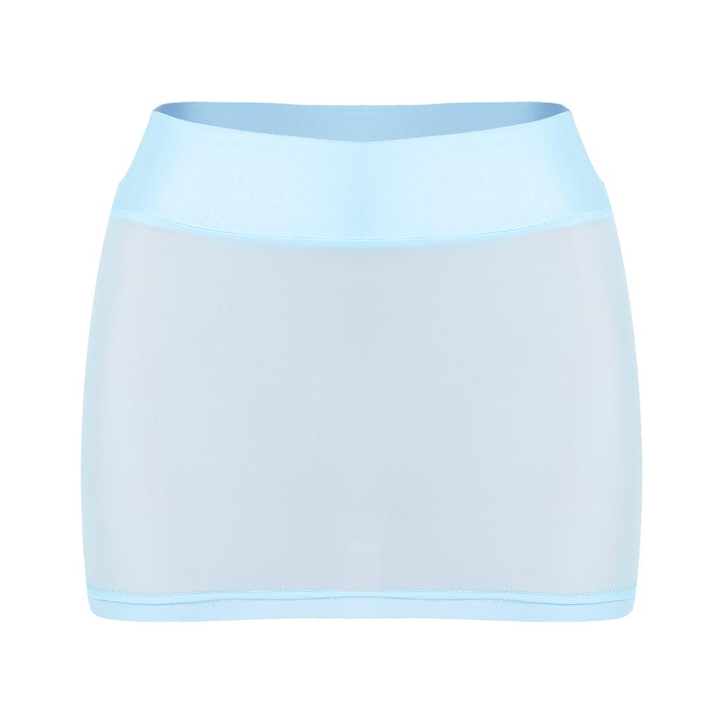 Womens See-through Miniskirt Sheer Mesh Low Rise Pencil Skirt Nightwear