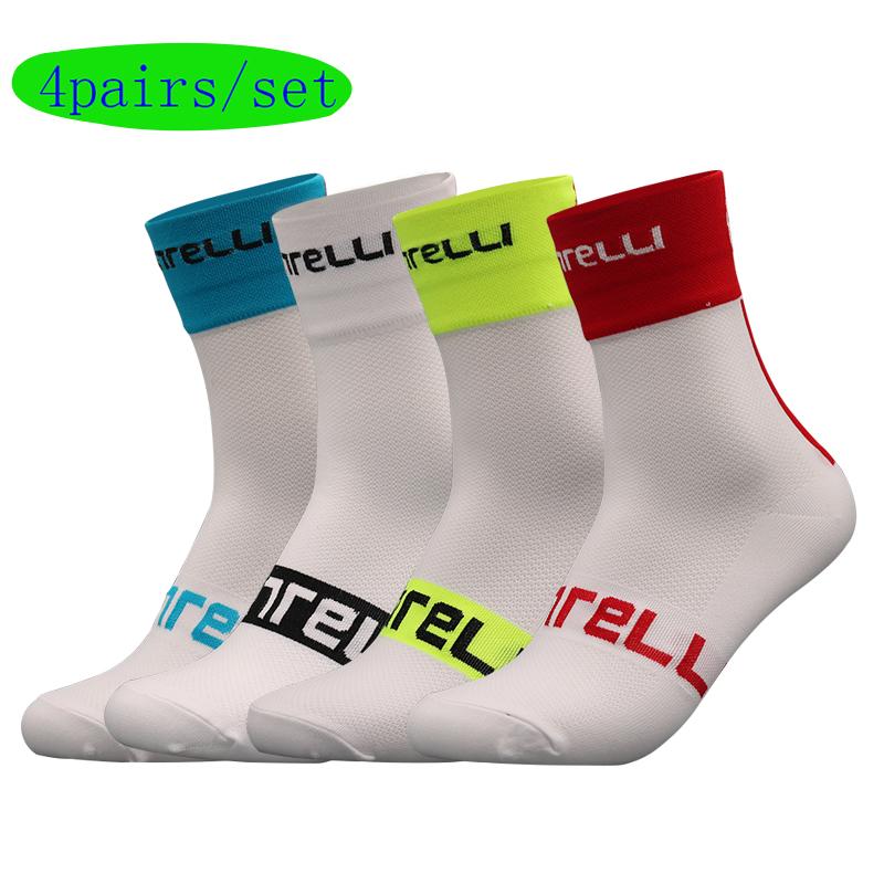 Cycling Socks Men 4 Pairs/set Biking Socks Women Sport Sweat Absorbing Breathable Football Soccer Compression Socks