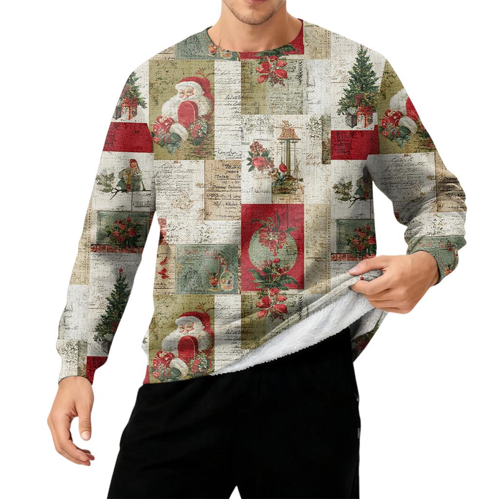 Pánská mikina s kulatým výstřihem, fleecovou podšívkou, silná a teplá